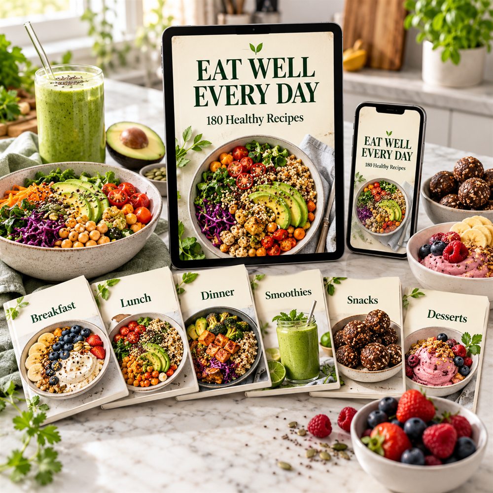 Eat Well Every Day recipe ebooks with colourful healthy meals